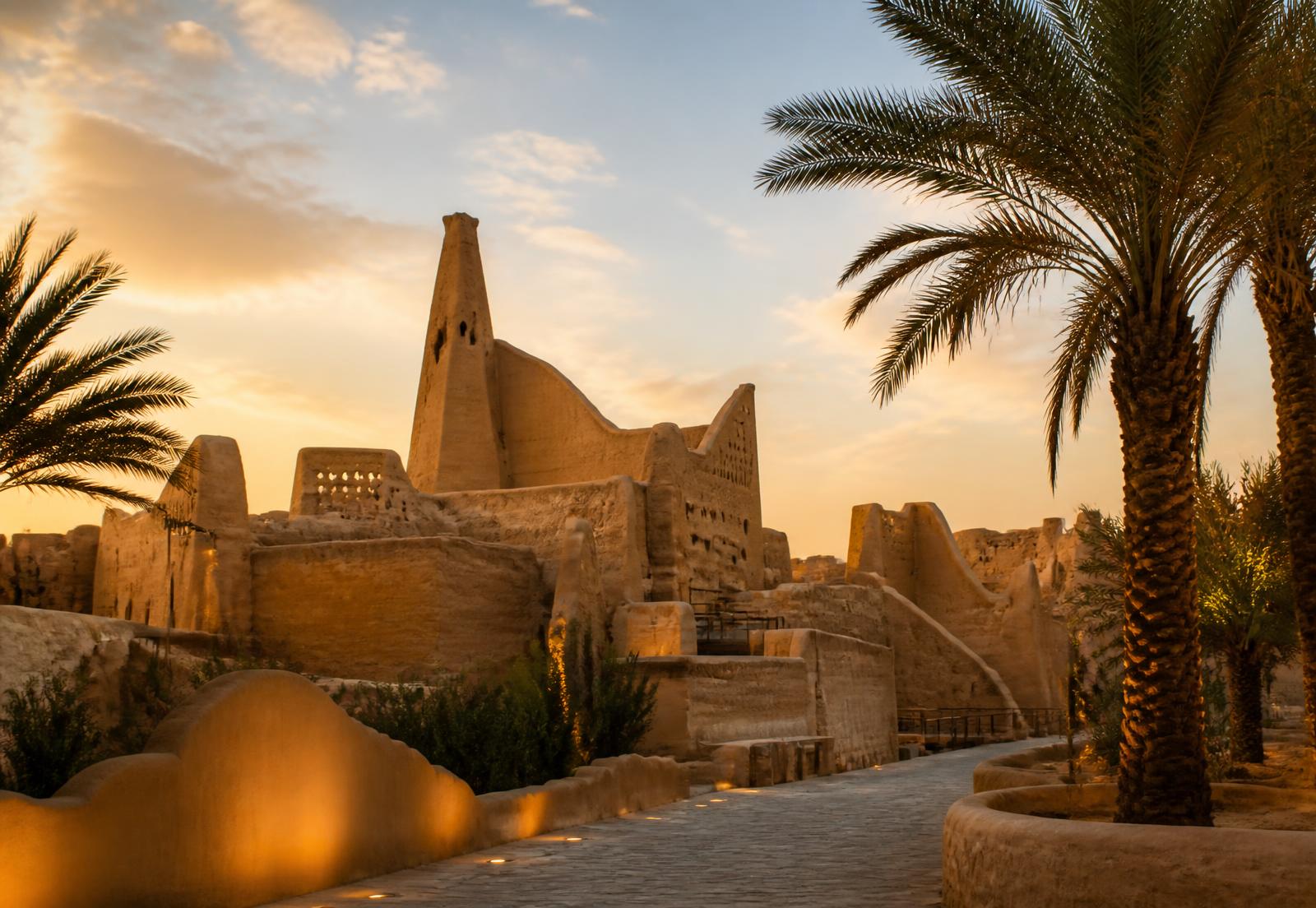 الدرعية في الرياض عند الغروب